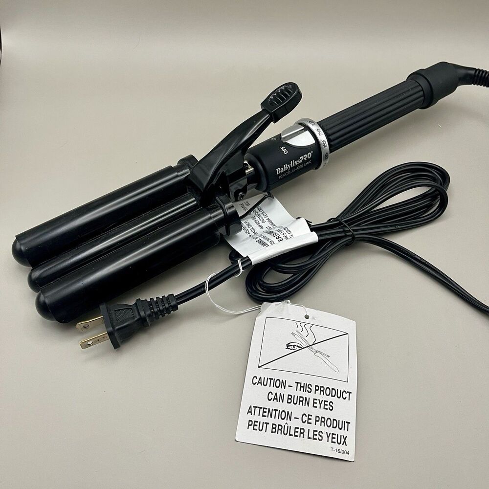 BaByliss PRO Porcelain Ceramic Triple Barrel Waver Curling Iron BP331SUC New